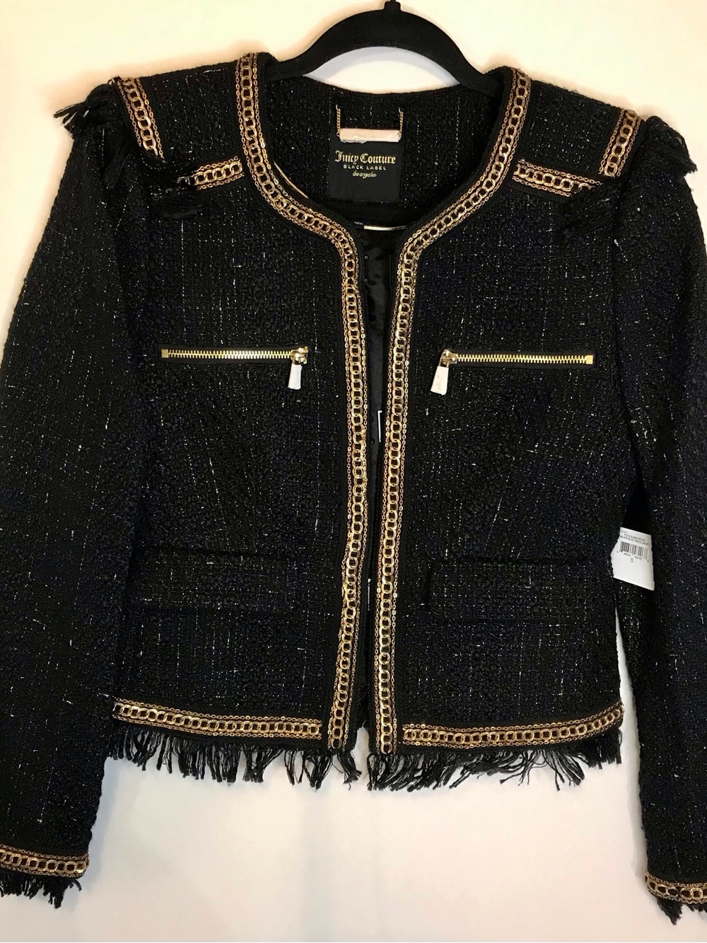 Juicy Couture Tweed Jacket Black Label Women's WFWJ57418, Speckled, Black, S NWT